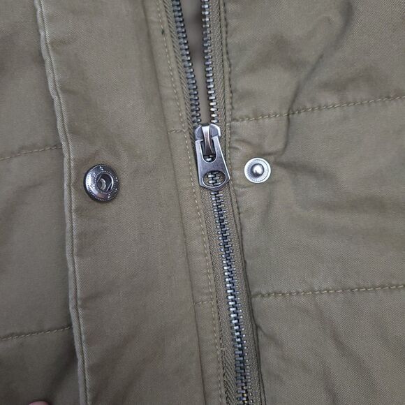 Love Tree Womens Hooded‎ Puffer Vest Large Olive Drab Black White Hood - Picture 4 of 8